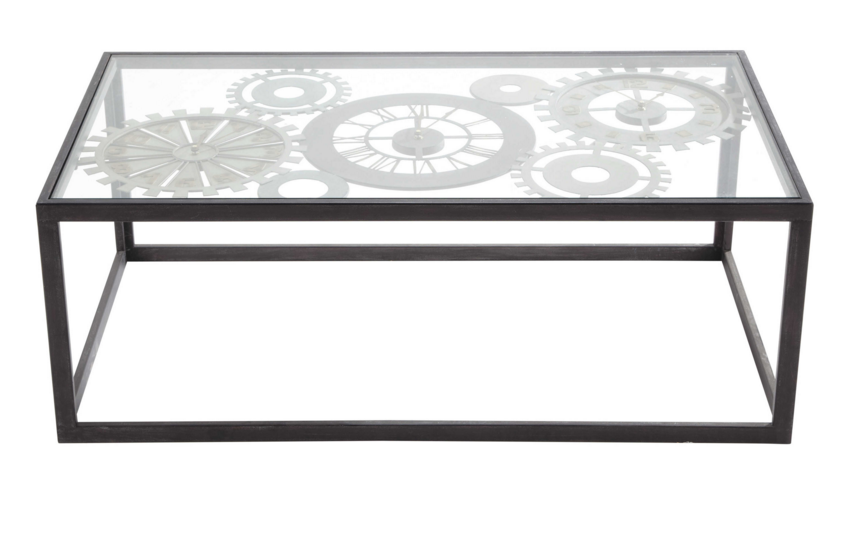 Industrial metal and tempered glass coffee table