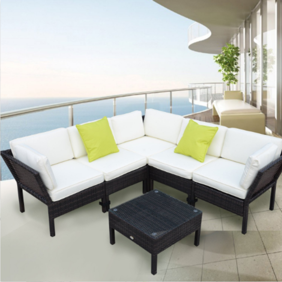 Homcom Outsunny 4 Seater Sectional Sofa Set with Cushions